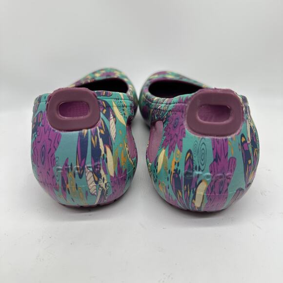 Crocs Kadee Floral Purple and Blue Slip On Rubber Ballet Flat Womens Size 6 - Picture 6 of 12